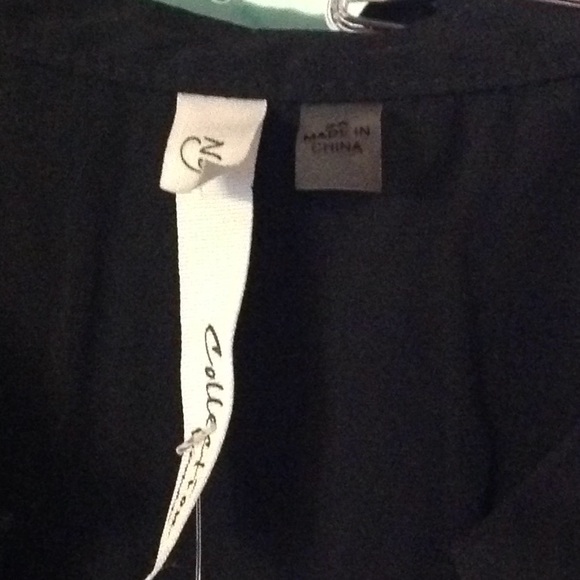 NY Collection Black Assymetrical Draped Blouse - Picture 4 of 14